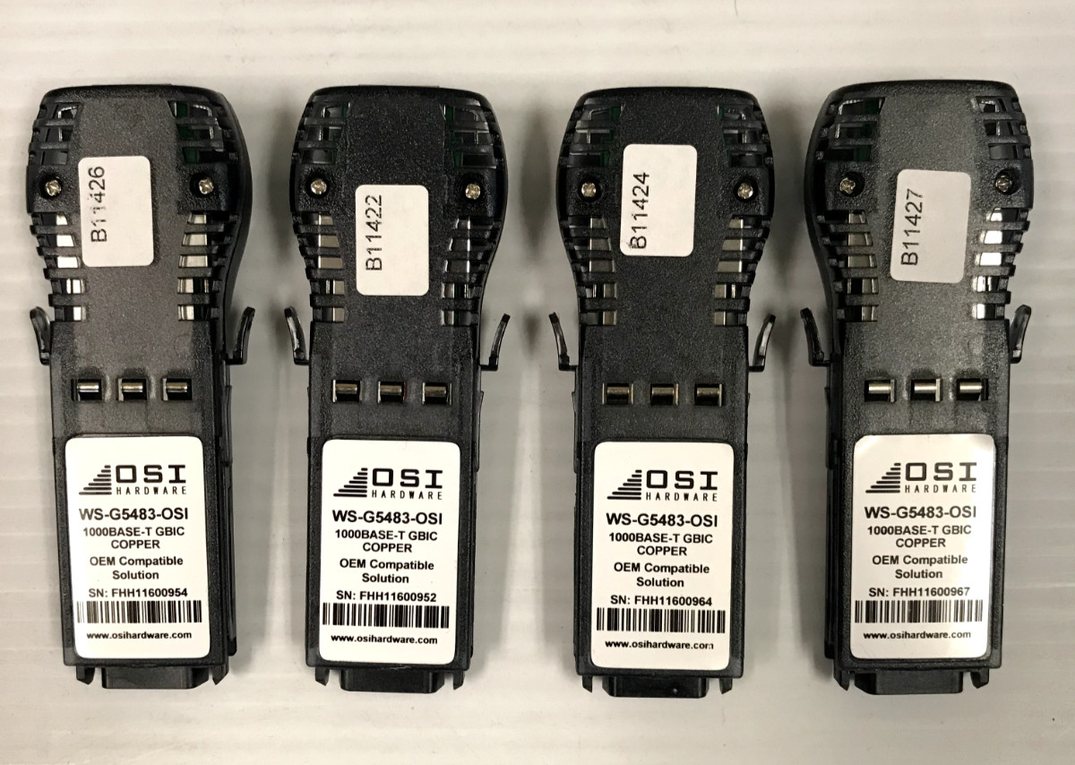 Lot of 4x WS-G5483-OSI OSI Hardware COPPER GBIC RJ-45 1000BASE-T Transceiver