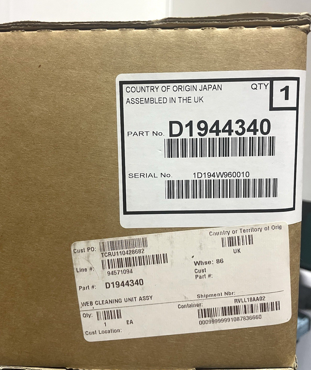 Ricoh D1944340 D194-4340 RICOH Pro C7100 C7100S Fuser Cleaning Unit New