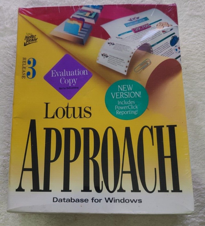 Lotus Approach 3.0 Database For Windows DOS,  Disk 3.5”, New/Sealed