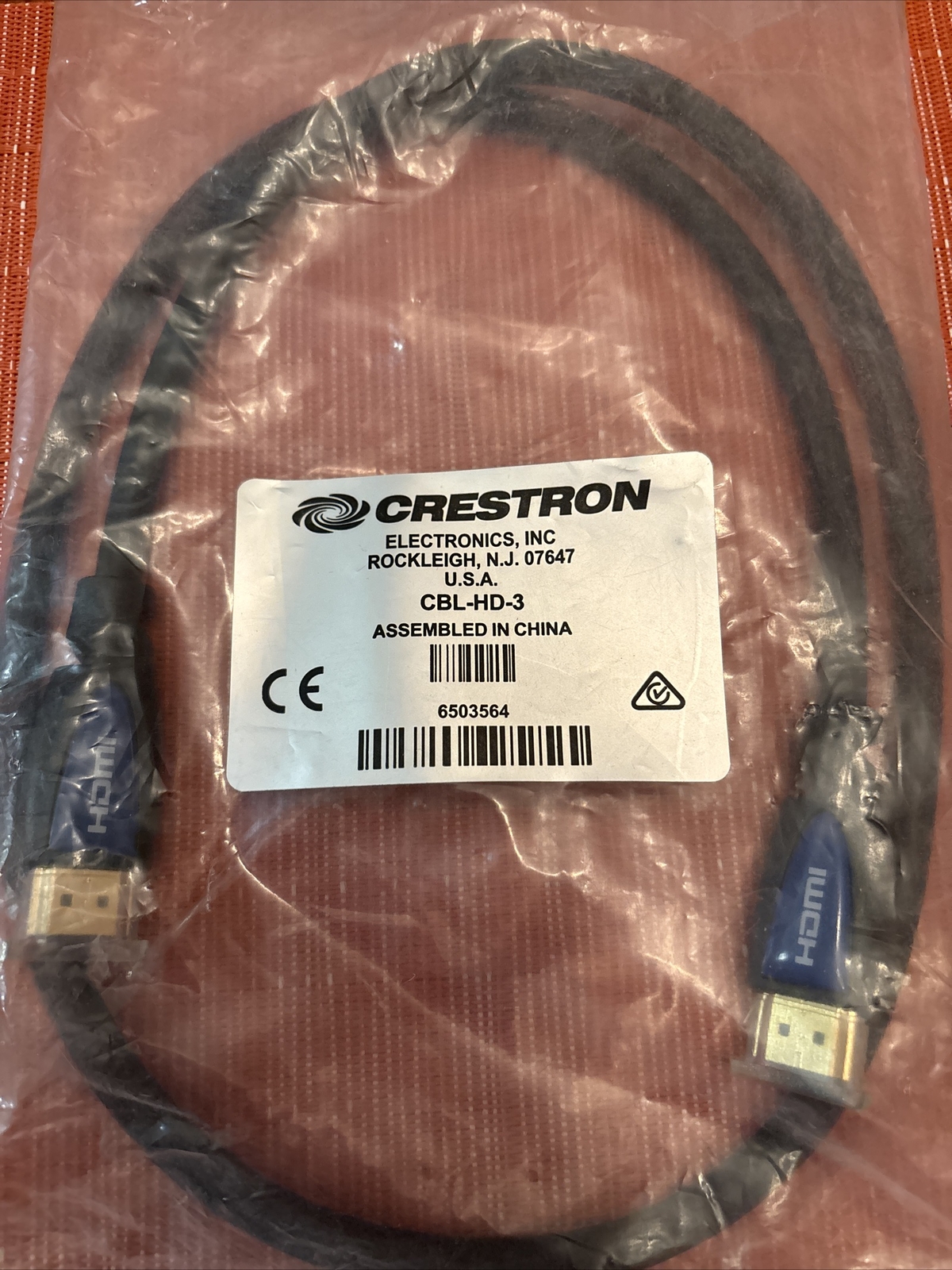 Crestron Certified CBL-HD-3 HDMI® Interface Cable,18 Gbps, 3 ft (1.8 m) 6503564