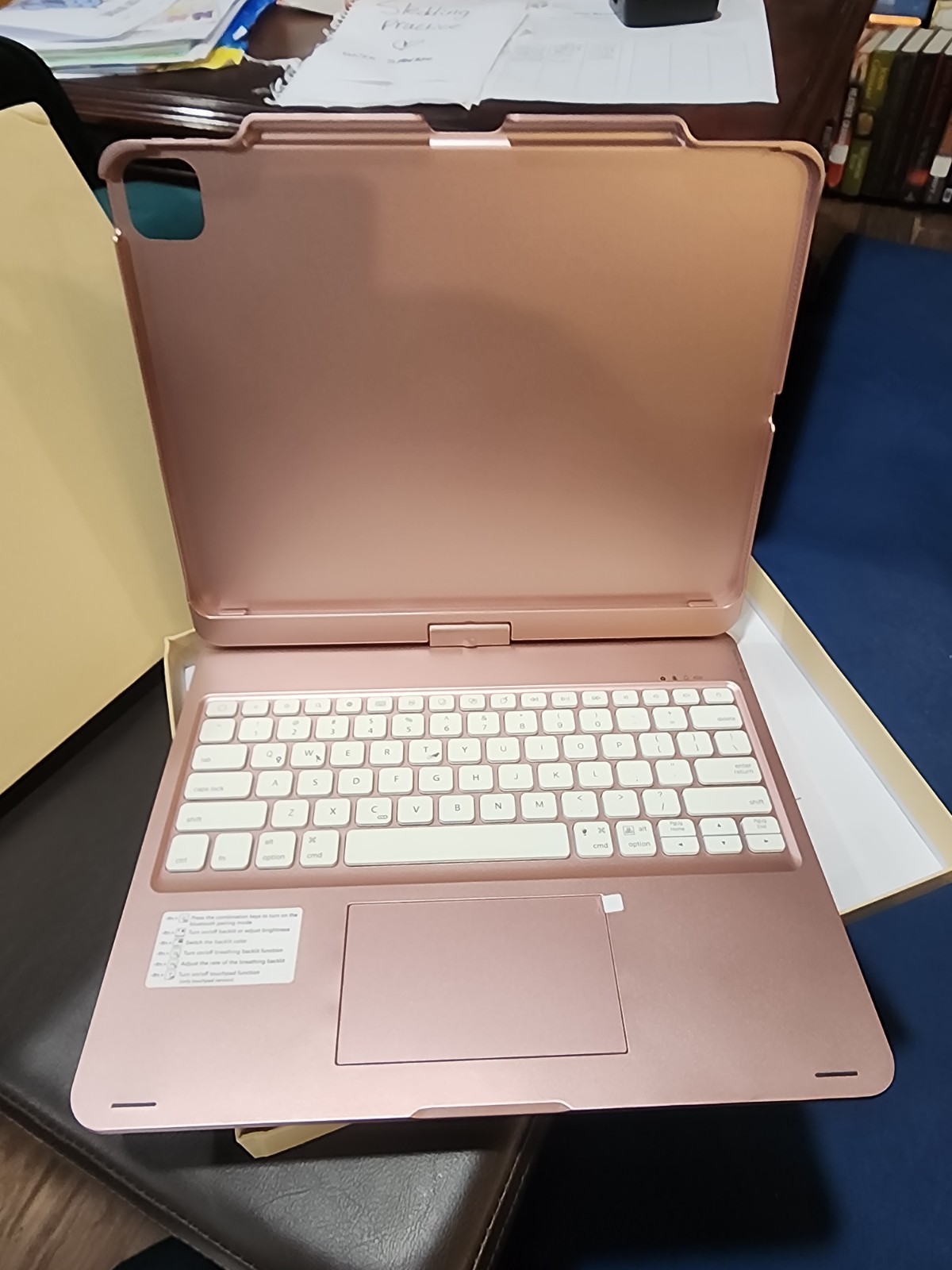 Gold and Cherry Keyboard Case for iPad Pro 12.9 (3-6 Gen)Rose Gold