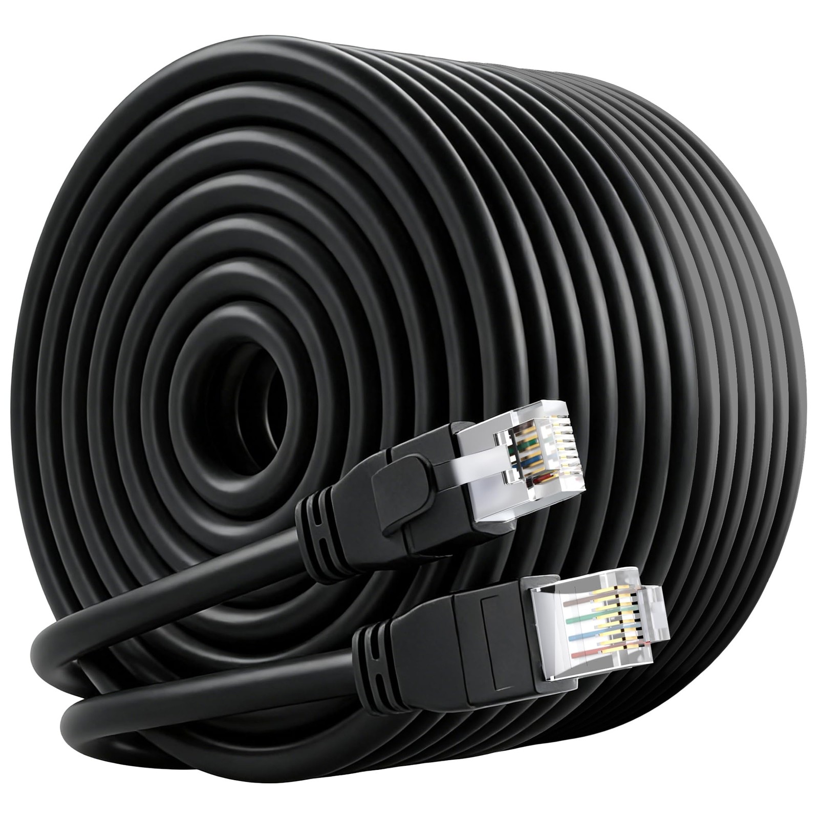 FTP Shielded Cat 6 Outdoor Ethernet Cable 200 FT, 10Gbps 550MHz 200FT, Black