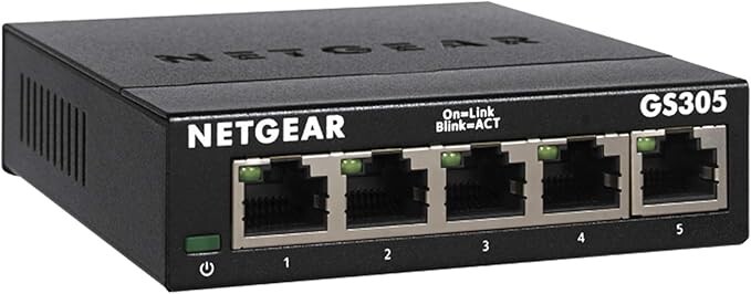 NETGEAR 5-Port Gigabit Ethernet Switch (GS305) Plug & Play Home Network Hub