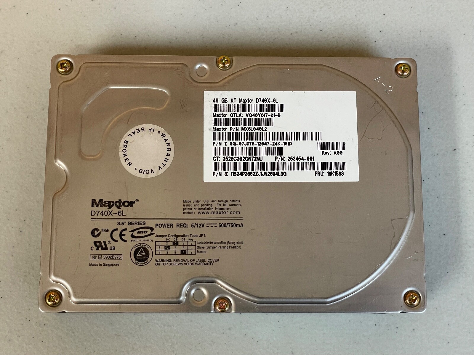 Vintage Maxtor D740X-6L 40 GB,IDE Internal,7200 RPM,3.5" MX6L040L2 HDD Tested