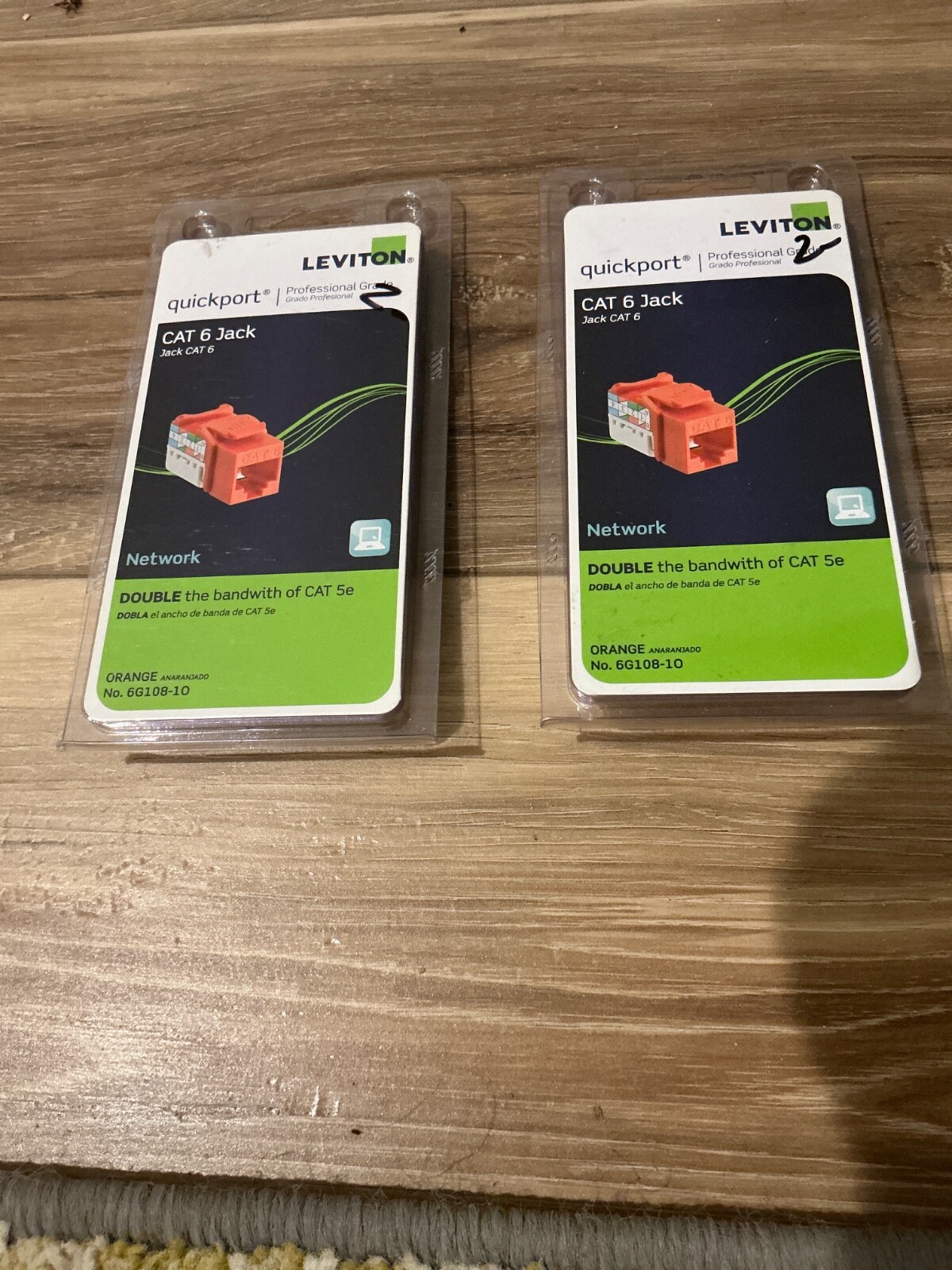 Leviton R09-5G108-0OR Cat 6 Cat 8-Wire QuickPort Adaptor Jack, Orange  LOT OF 2