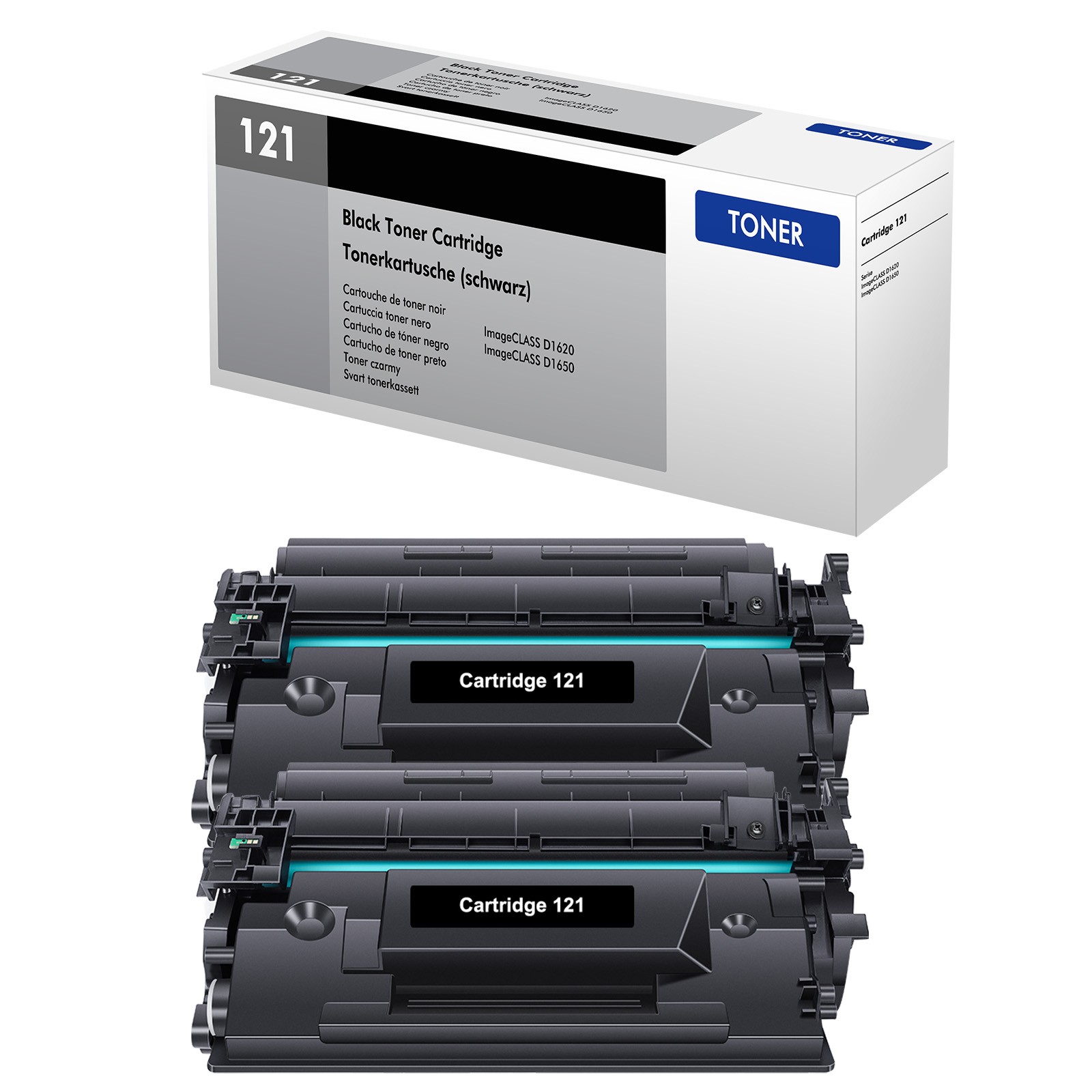 2-Pack Replacement 121 Black Printer Toner Cartridges for Canon imageCLASS D1620