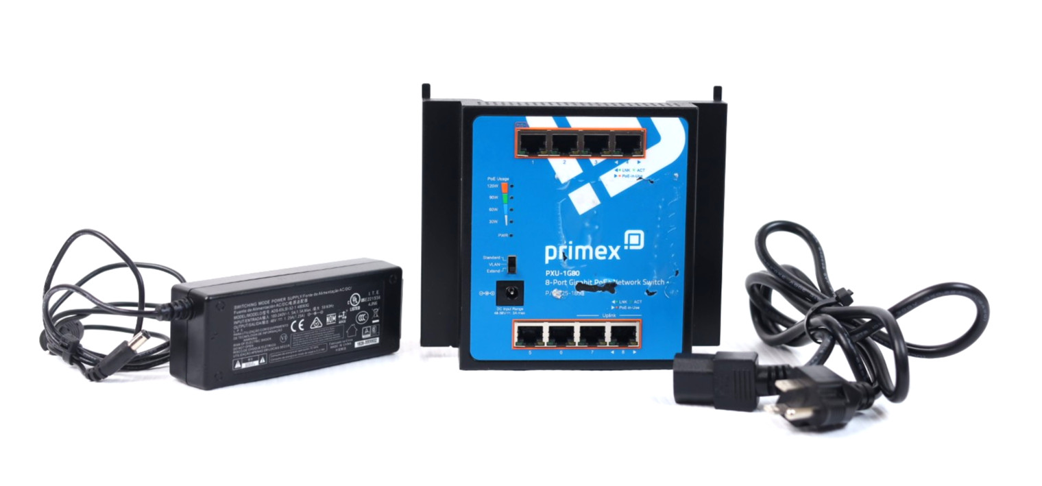 Primex Network Switch PoE+ Unmanaged 8-Port Gigabit 125-1893 PXU-1G80 u349