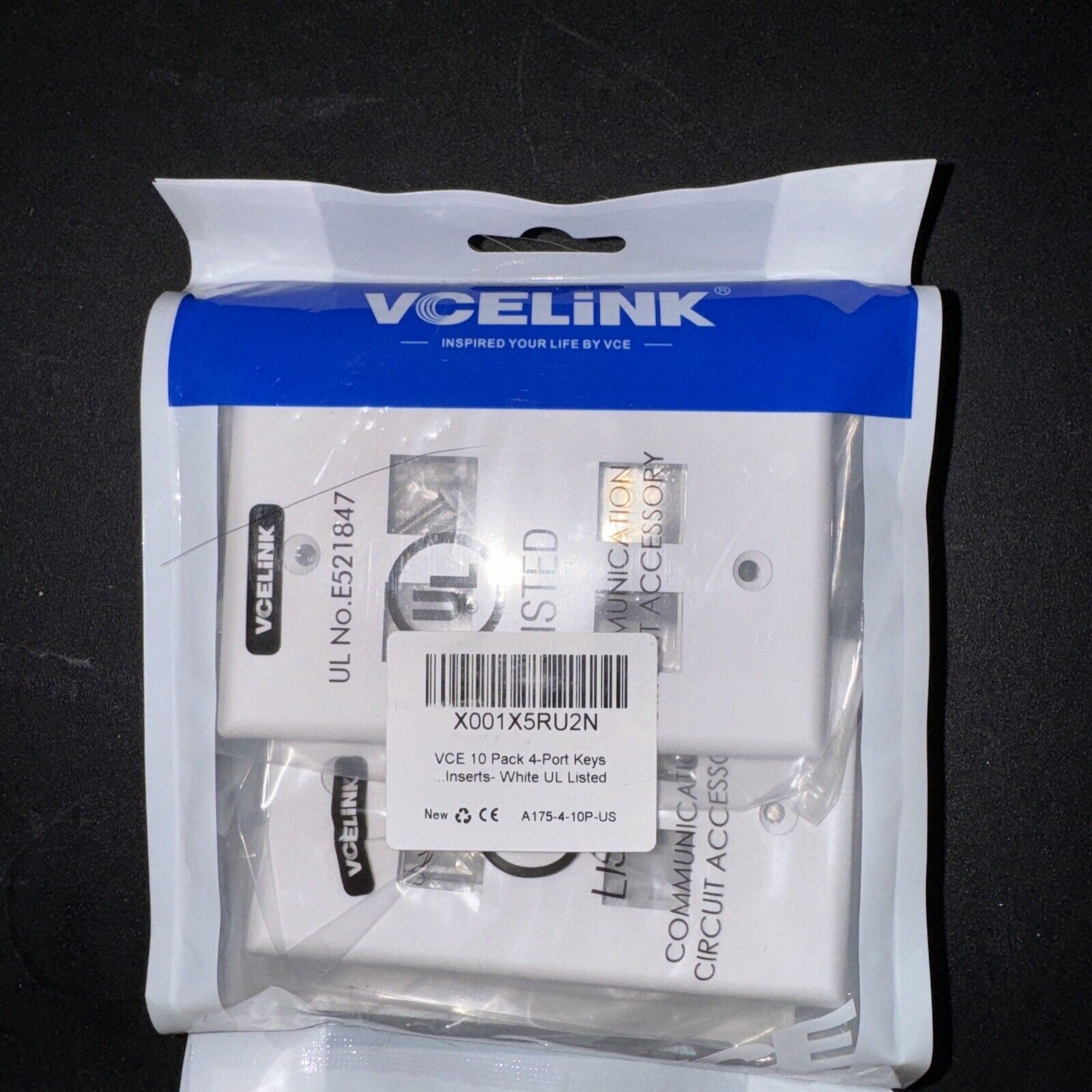 VCELINK 10-pack  4-port Keys -Plate and Patch Panel - White NIP