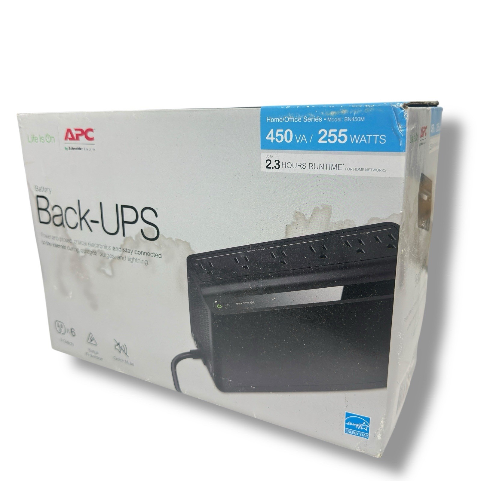 APC UPS 450VA Battery Backup Surge Protector, BN450M Backup