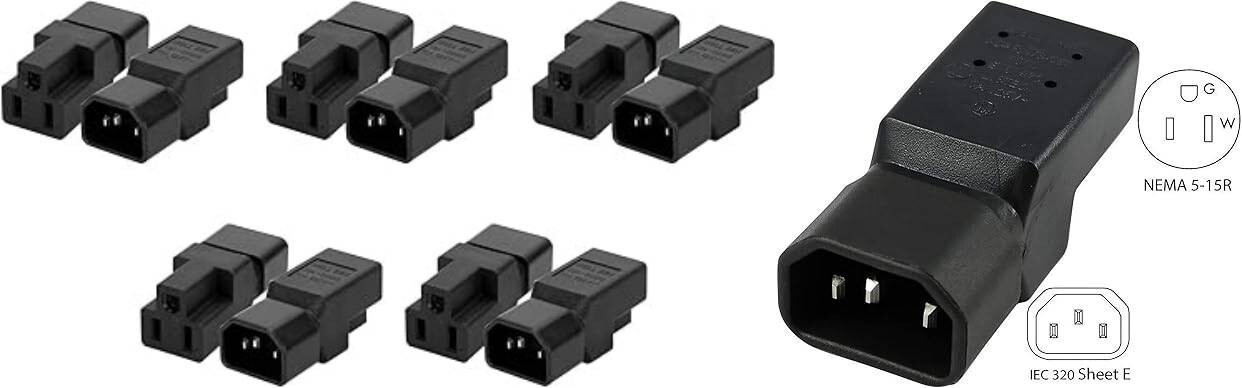 Paquete de 10 adaptadores de enchufe de extensión de alimentación de UPS de EE.