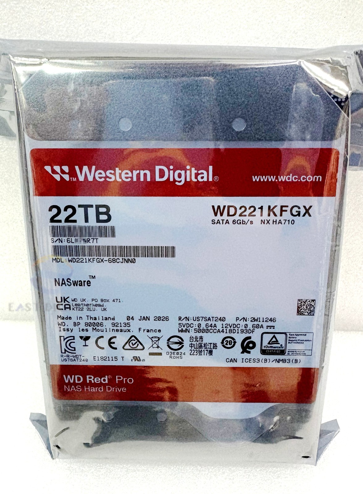 WD Red Pro WD221KFGX 22TB 3.5" NX HA710 SATA 6Gb/s 7200 RPM 512MB NAS Hard Drive