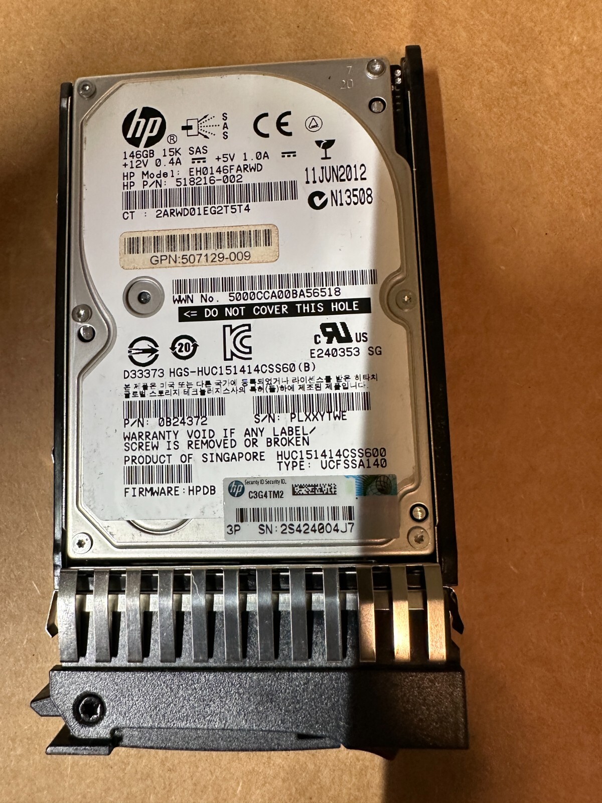 HP 146GB 15K 2.5 SAS 512744-001 EH0146FARWD HPE HDD Genuine