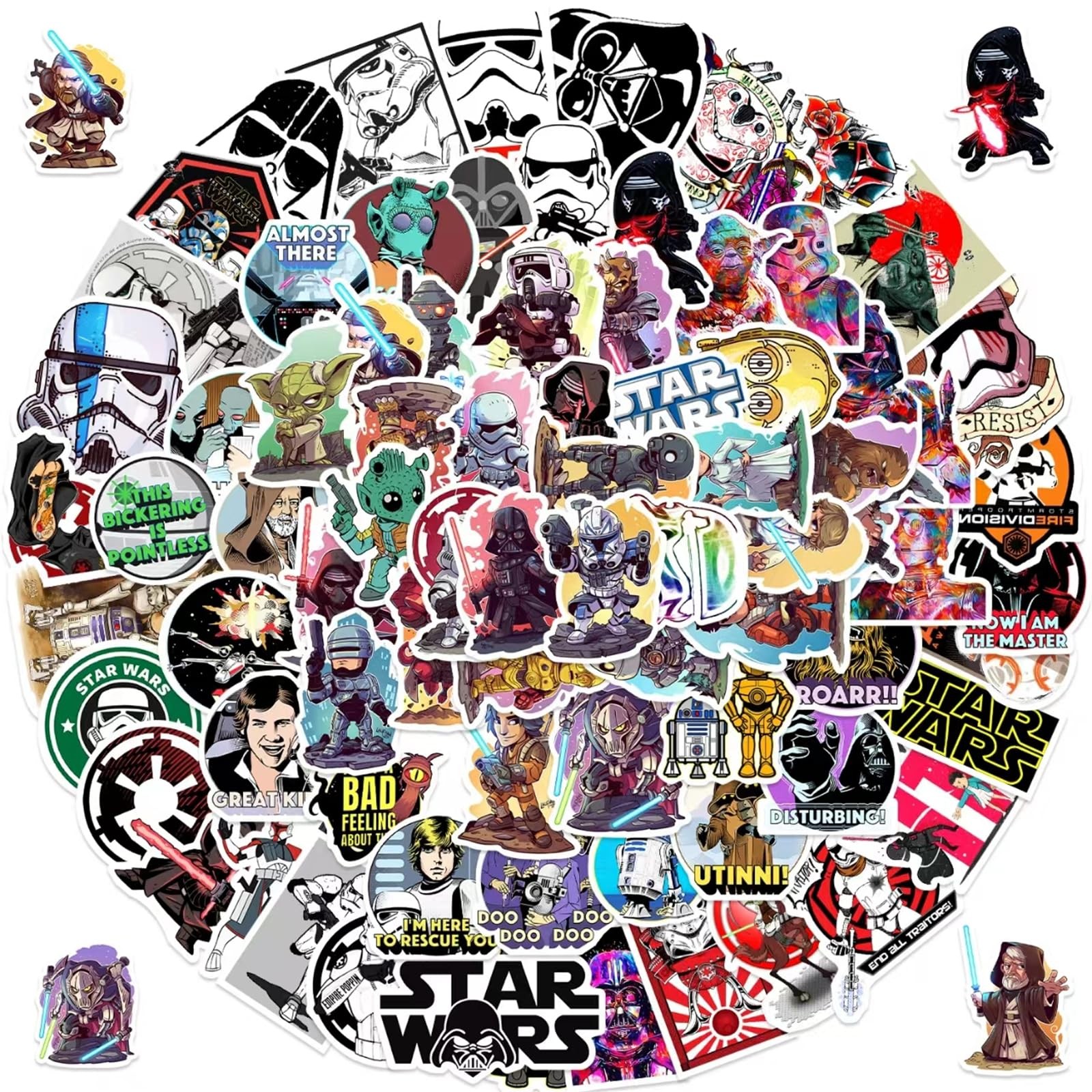100PCS Star Wars Stickers Cool Pack Cartoon 2-3 inches, Xq100