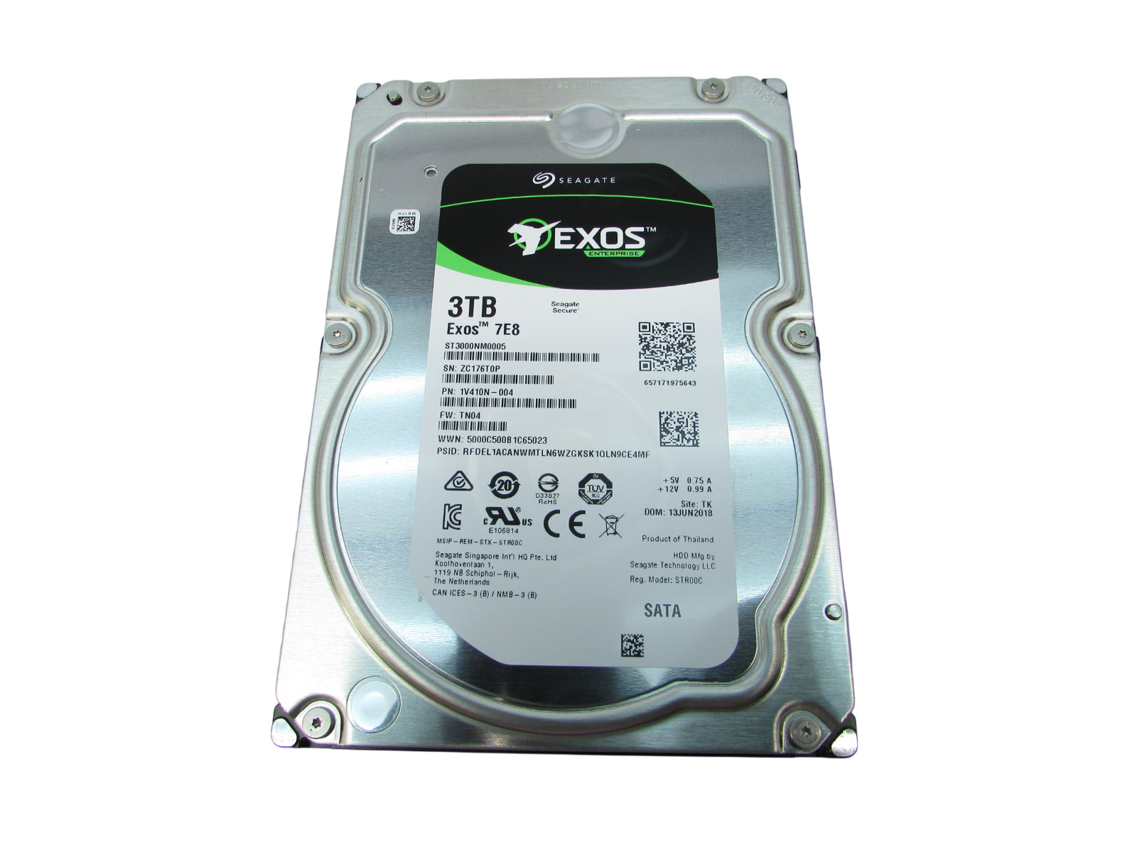 Seagate Exos 7E8 ST3000NM0005 HDD 3TB SATA 6Gb/s 7.2K 3.5" Grade A No Caddy