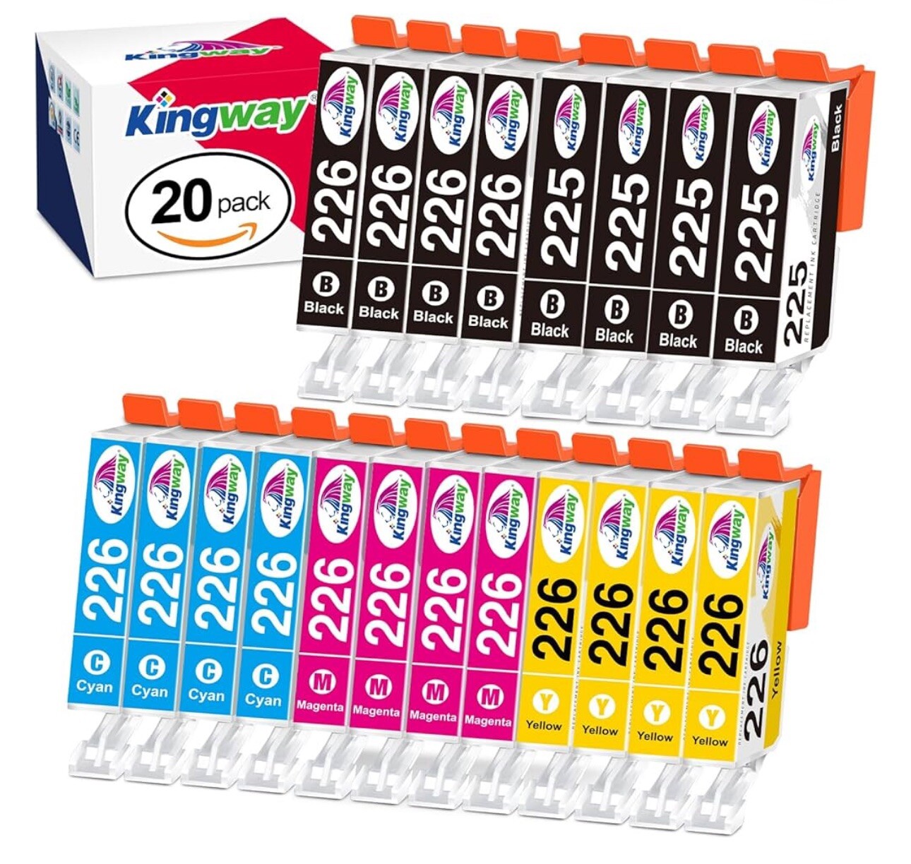 KINGWAY 225 226 Ink Replacement for Canon PGI-225 CLI-226 Cartridges Compatible