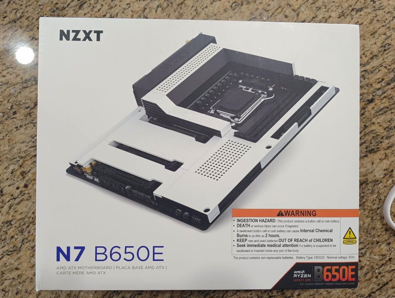 NZXT N7 B650E ATX AMD AM5 DDR5 Motherboard Wi-Fi HDMI Gaming
