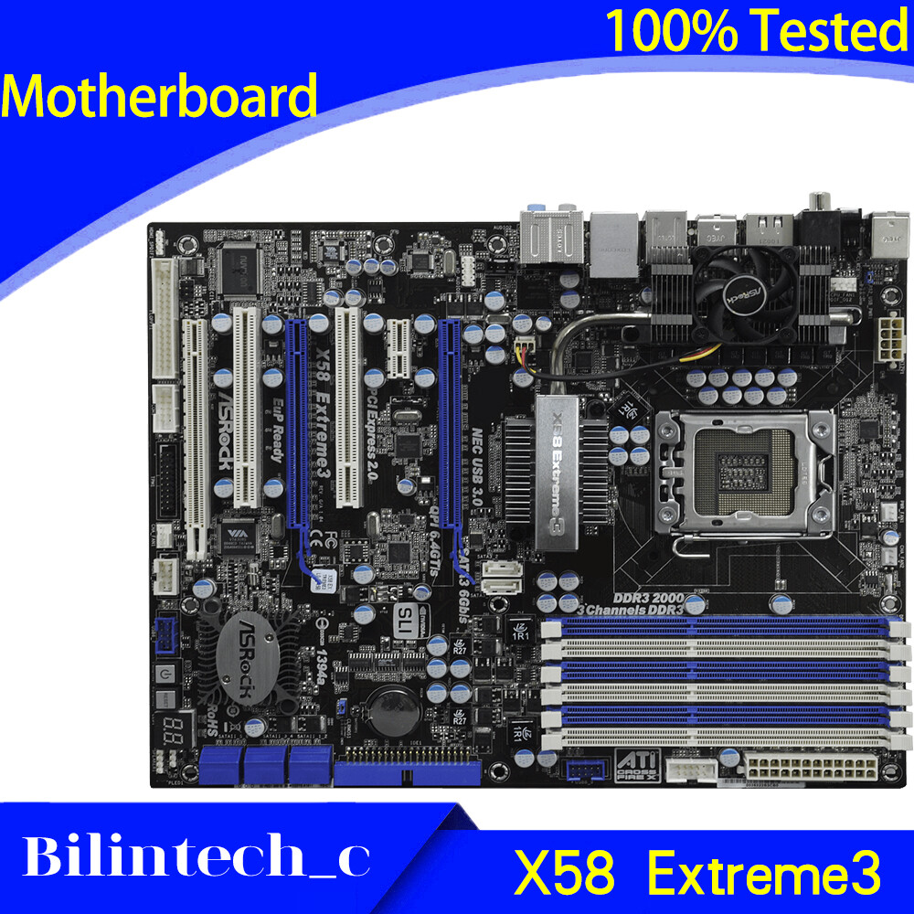FOR ASRock X58 Extreme3 X58 Motherboard Supports DDR3 64GB LGA1366 VGA+DVI+