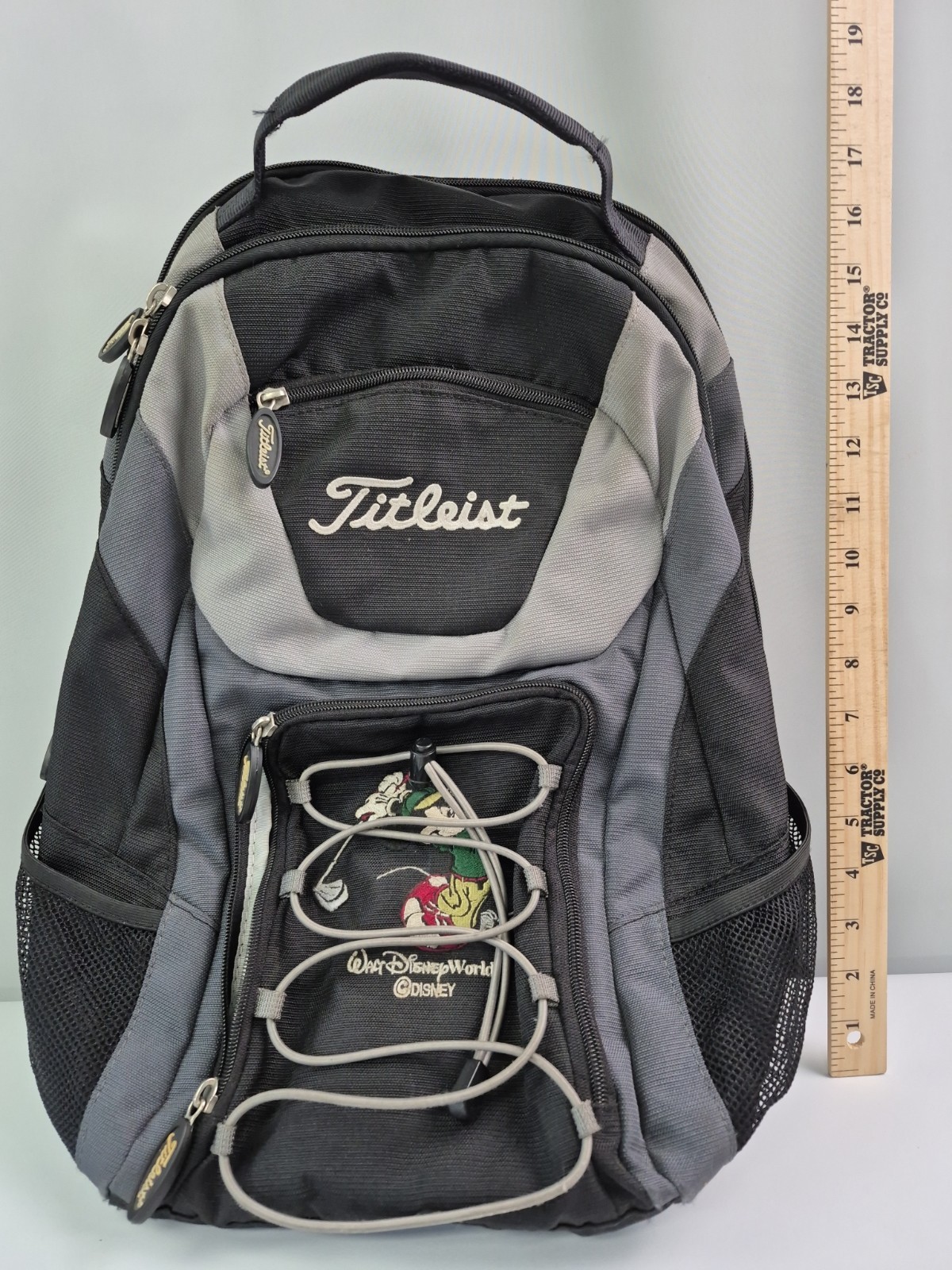 VTG Disney Micky Mouse Golf Titleist Black/Grey Backpack Travel Bag