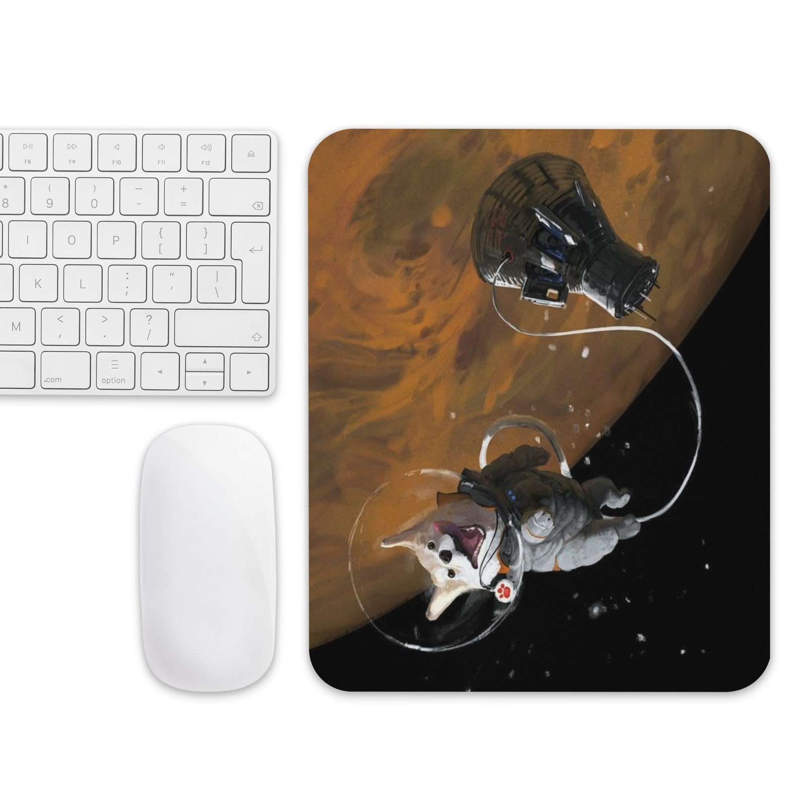 Cute and Funny Corgi space Explorer mouse pad