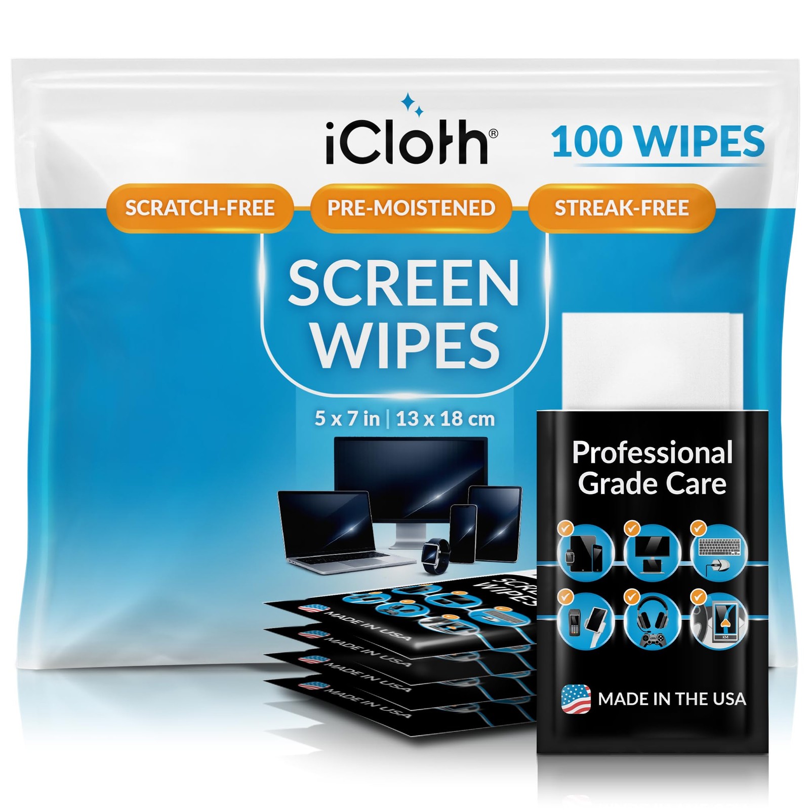 Large Screen Cleaning Wipes for Electronics, Lint-Free and Streak-Free, Fast-...