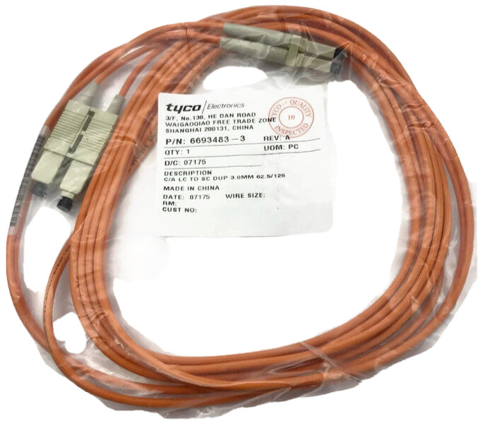 Fiber Optic Cable LC to SC Duplex 3mm 62.5/125 6693483-3 Tyco
