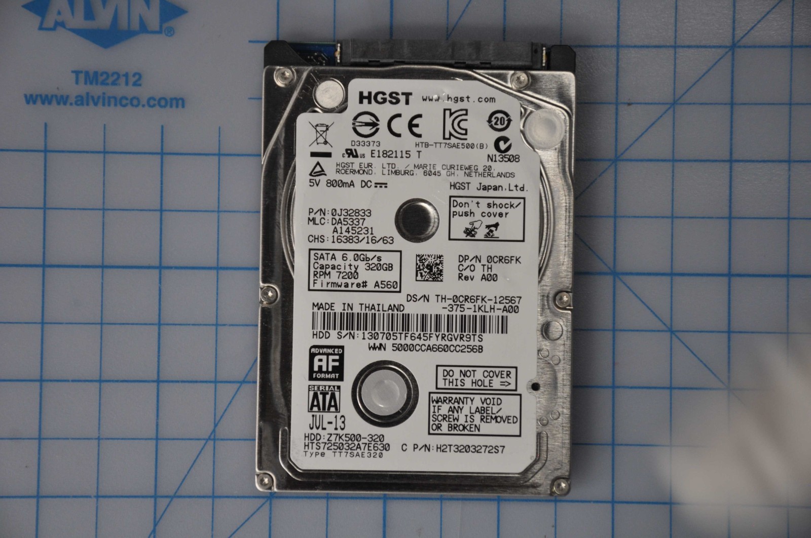 HGST 320GB,2.5IN,7.2K RPM,SATA  6.0GB/S, DISK DRIVE GRADE A 0J32833