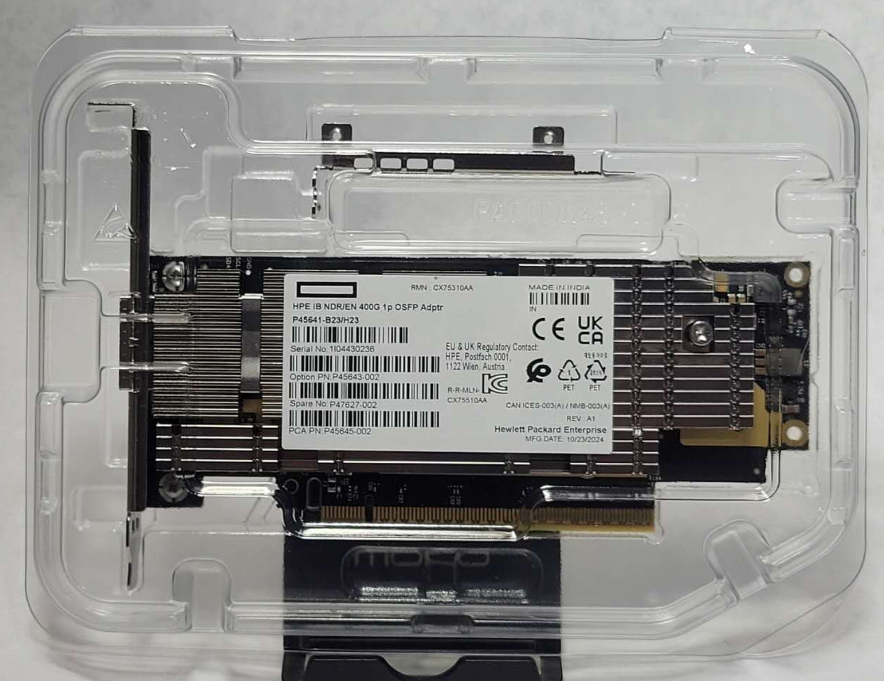 HPE NVIDIA MCX75310AAS-NEAT ConnectX-7 400GbE IB NDR 1-Port OSFP Adapter P47627