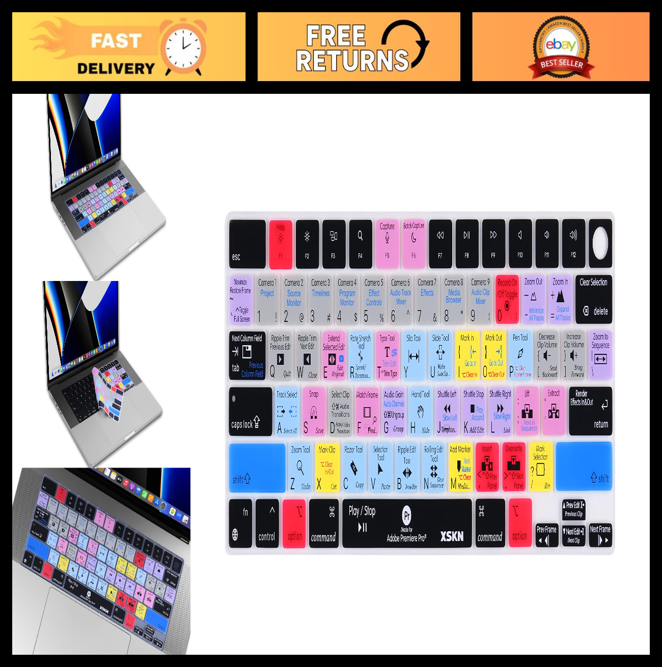 Premiere Pro Shortcut US Layout Silicone Keyboard Cover Skin for 2021 Released