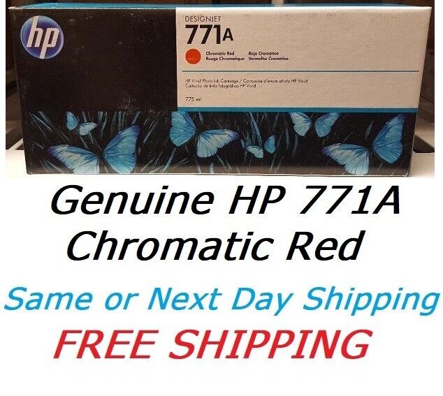 New Genuine Factory Sealed HP 771A Chromatic Red Ink Cartridge 2017 B6Y16A