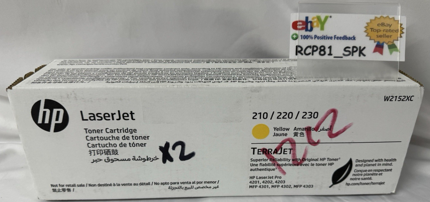 New Genuine HP W2152XC Yellow Contract Toner High Yield 210X FedEx Overnight