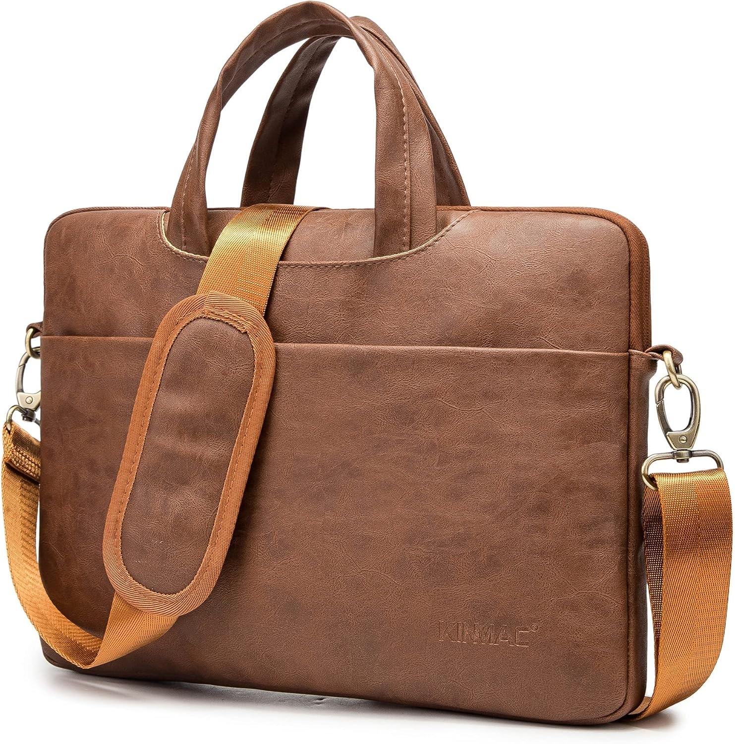 360° Water-Resistant Canvas Laptop Sleeve in Coffee Pu for MacBook Pro 16" & LG