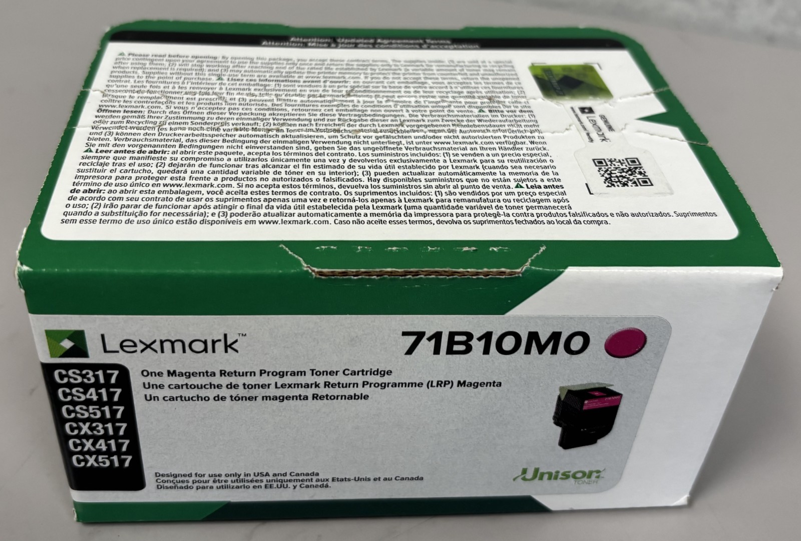 Lexmark Genuine 71B10M0 Magenta Toner Original CS CX 317 417 517 - sealed box