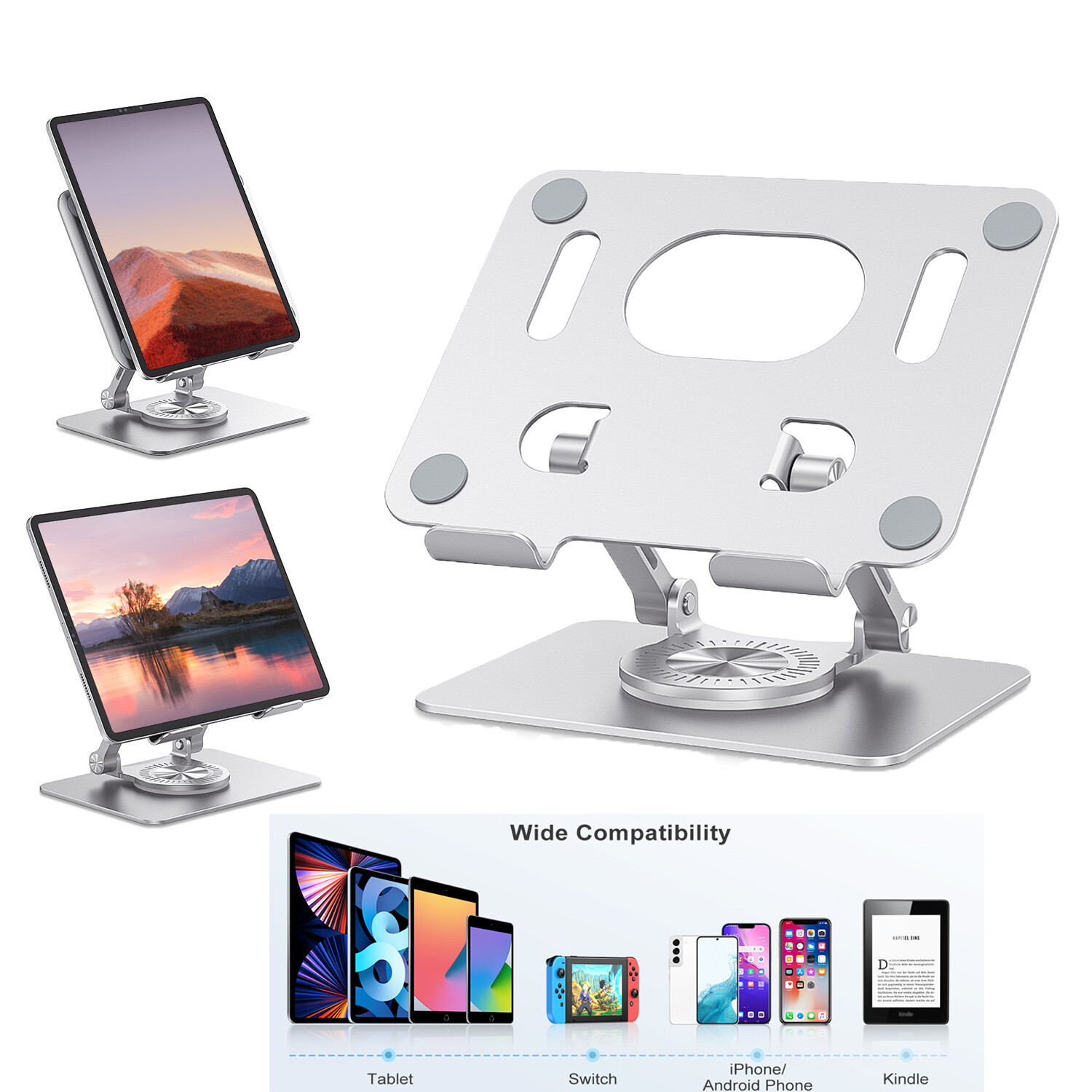 Tablet Stand Adjustable with 360 Swivel Tablet Stand Holder For iPhone iPad