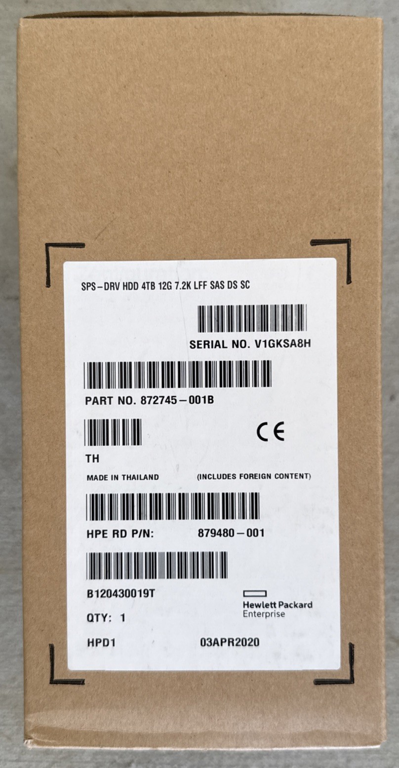 NEW HPE 872745-001 4TB 12G SAS 7.2K 3.5" Gen9 Gen10 HDD Hard Drive