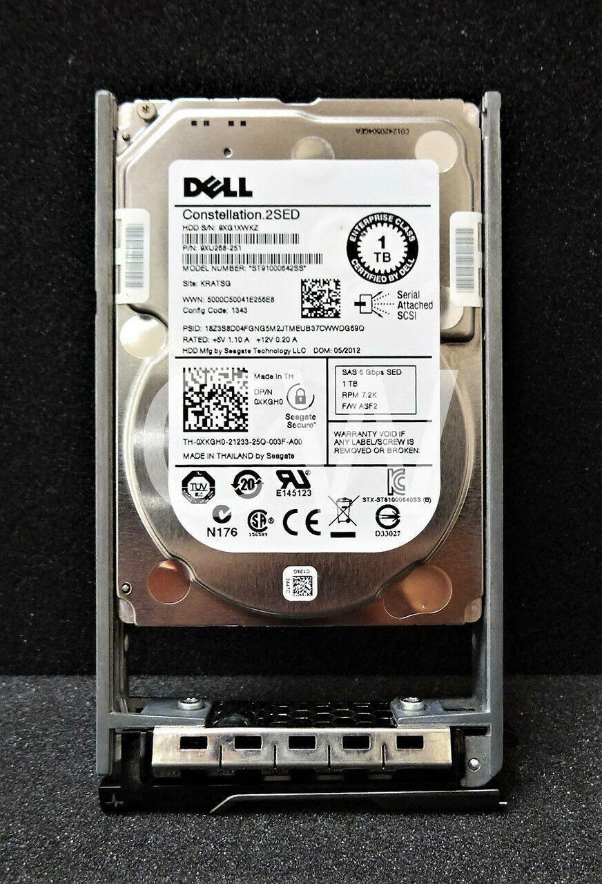 XKGH0 ST91000642SS Dell 1TB 7200RPM 6Gbps 2.5" SAS HDD R720xd T310 R510 R515
