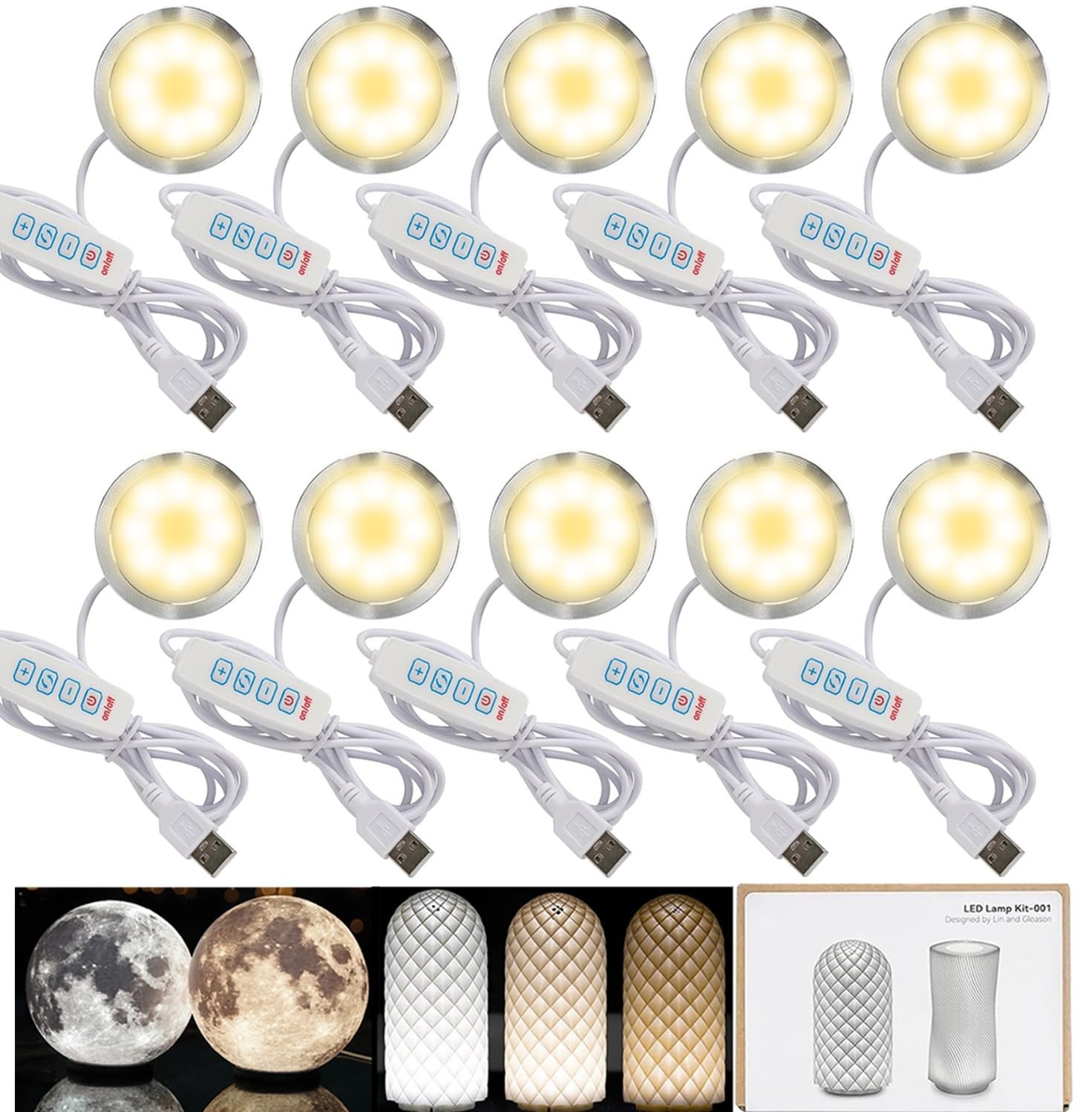 10-Pack Dimmable LED Lamp Kit for Bambu Lab 3D Printers - Modern & Versatile