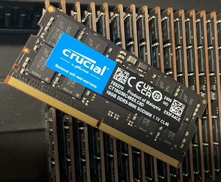 Crucial 16GB DDR5 5600 Laptop SODIMM RAM by Micron  262pin CT16G56C46S5.C8D