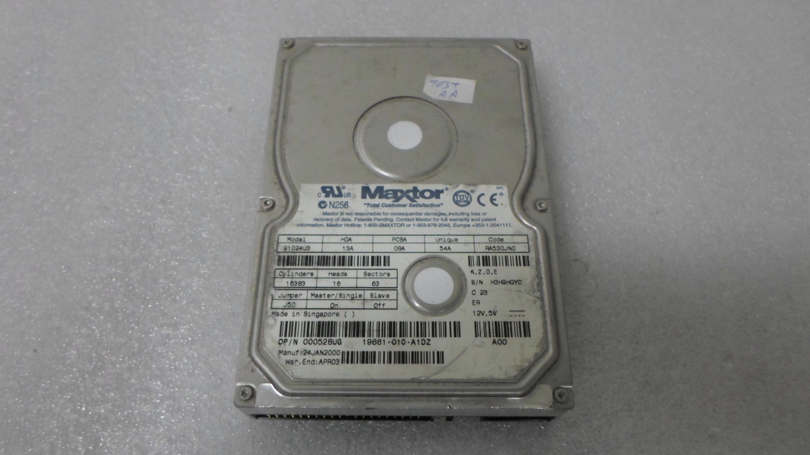 Maxtor Dell 91024U3 528UG 000528UG 10.2GB IDE Hard Drive TESTED