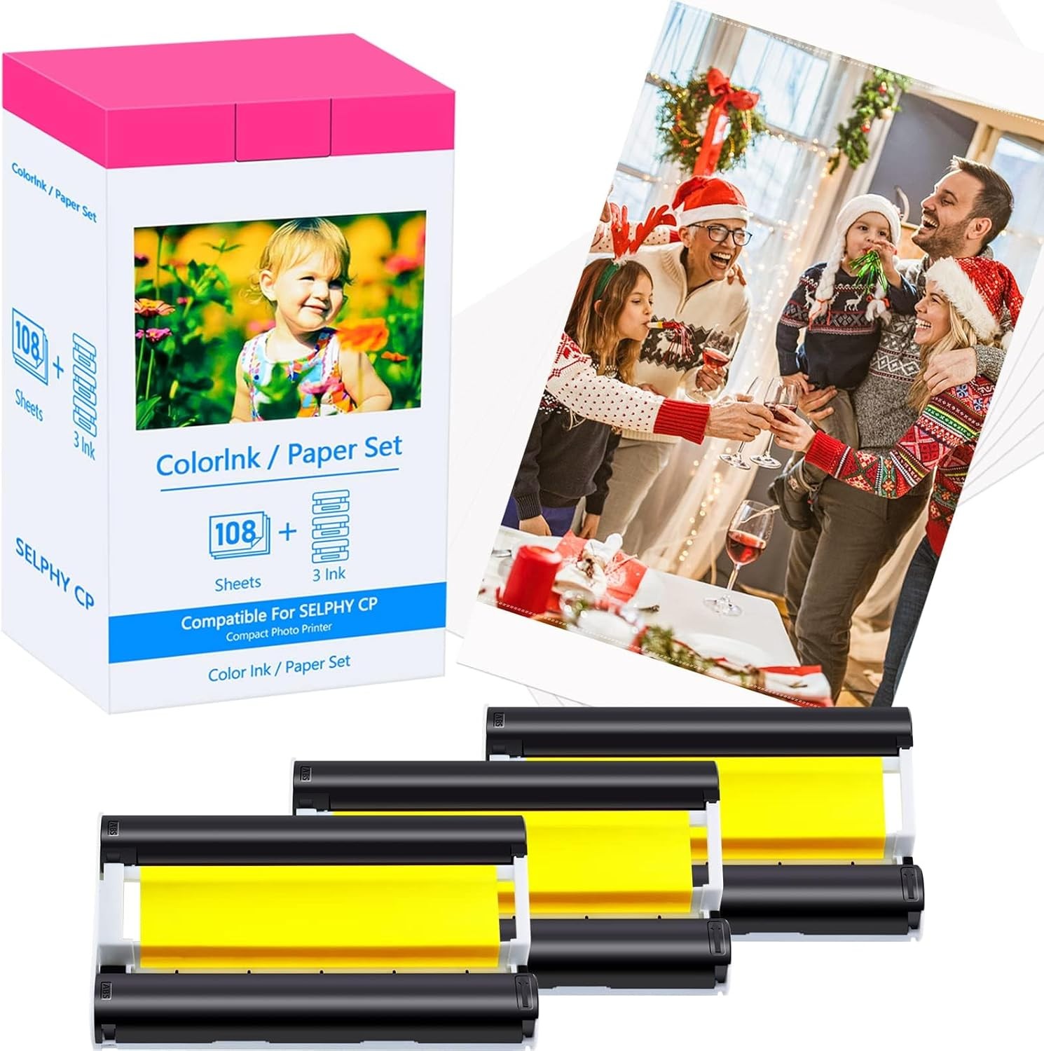 KP-108IN KP108 Compatible for Canon Selphy CP1500 CP1300 Ink and Paper Set