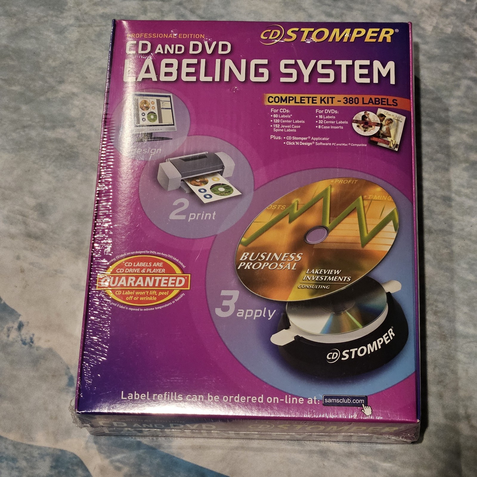 CD Stomper CD DVD Labeling System Professional Edition 380 Labels New Sealed
