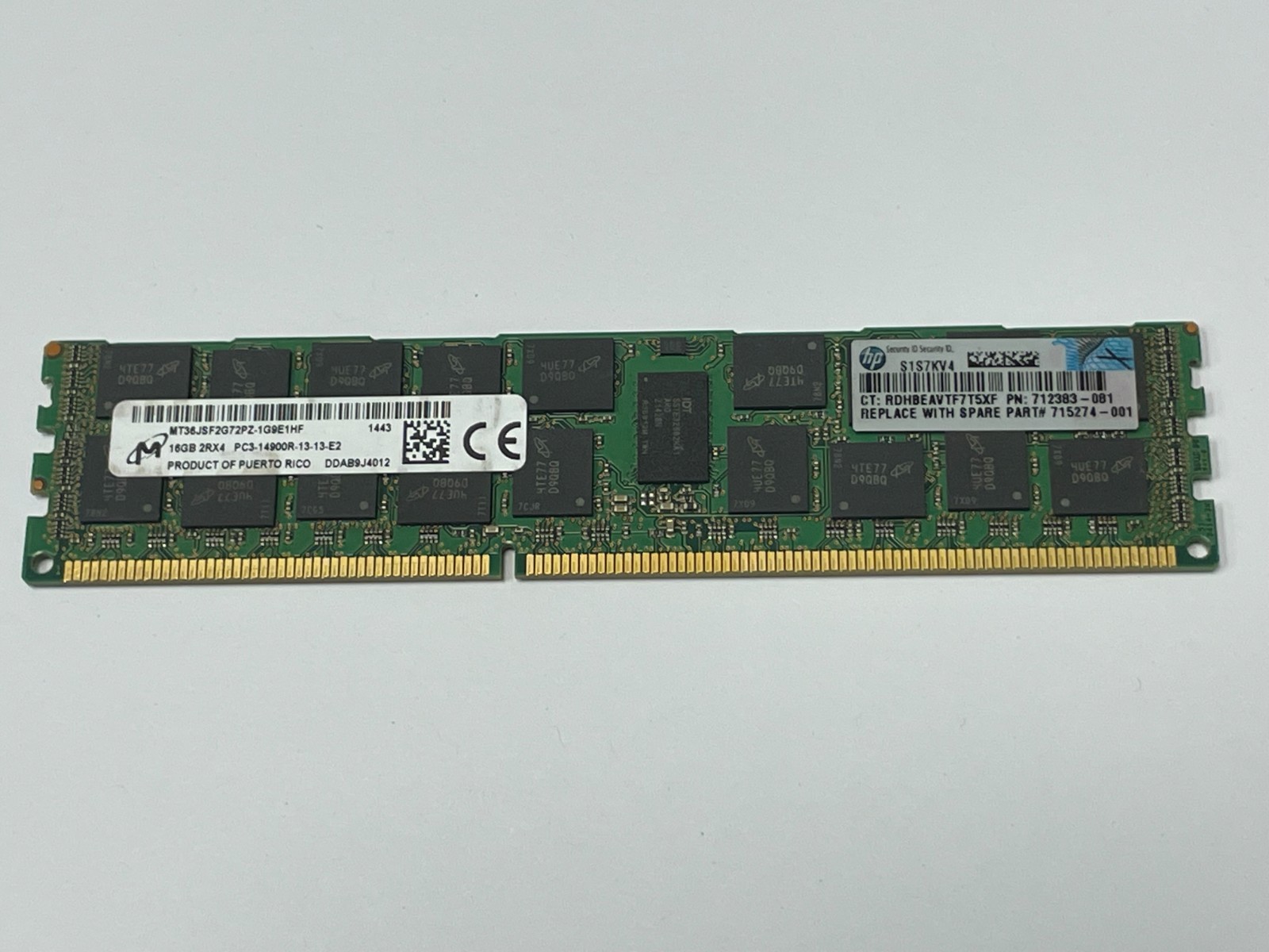 Micron 16GB (1 Stick) PC3-14900R DDR3 1866 ECC Memory MT36JSF2G72PZ-1G9E1HF