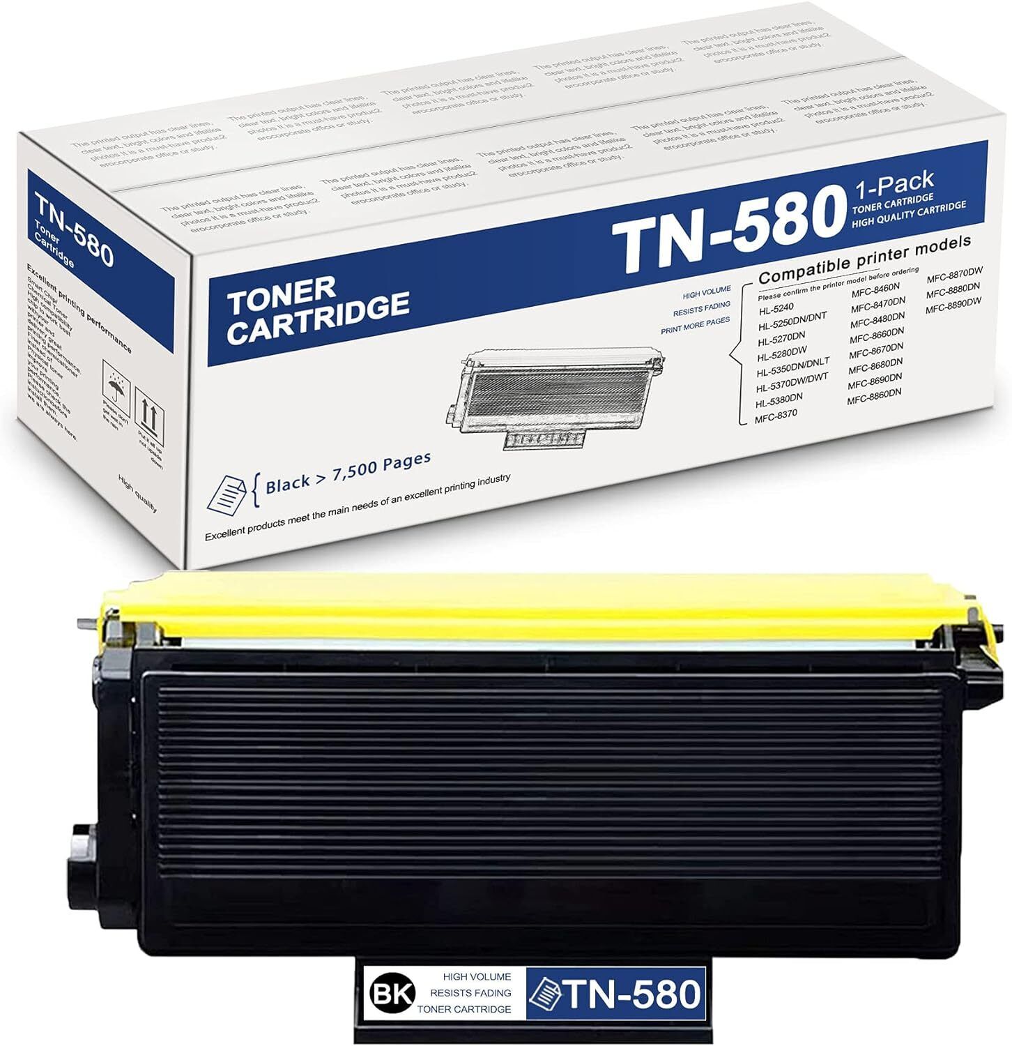 TN580 Toner Cartridge Replacement for Brother HL-5240 HL-5270DN Printer Black