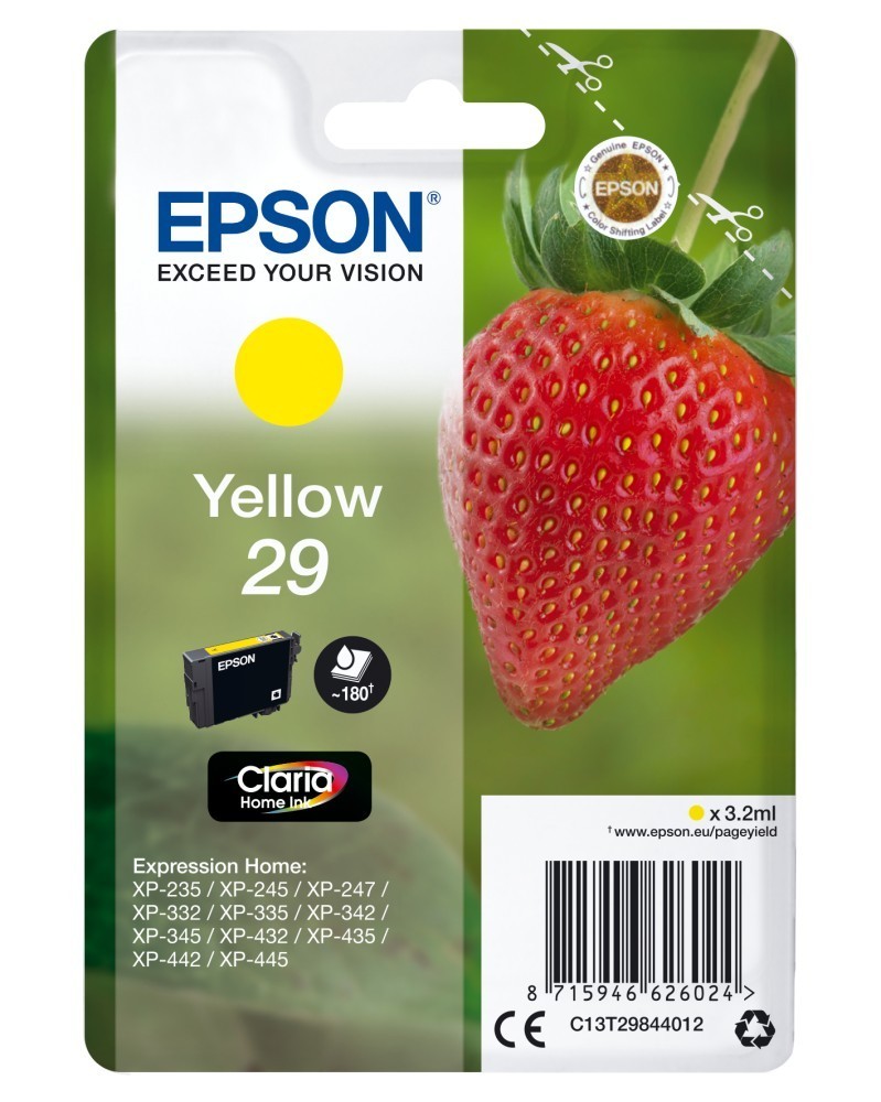 Epson Strawberry Cartridge Yellow Claria Home 29