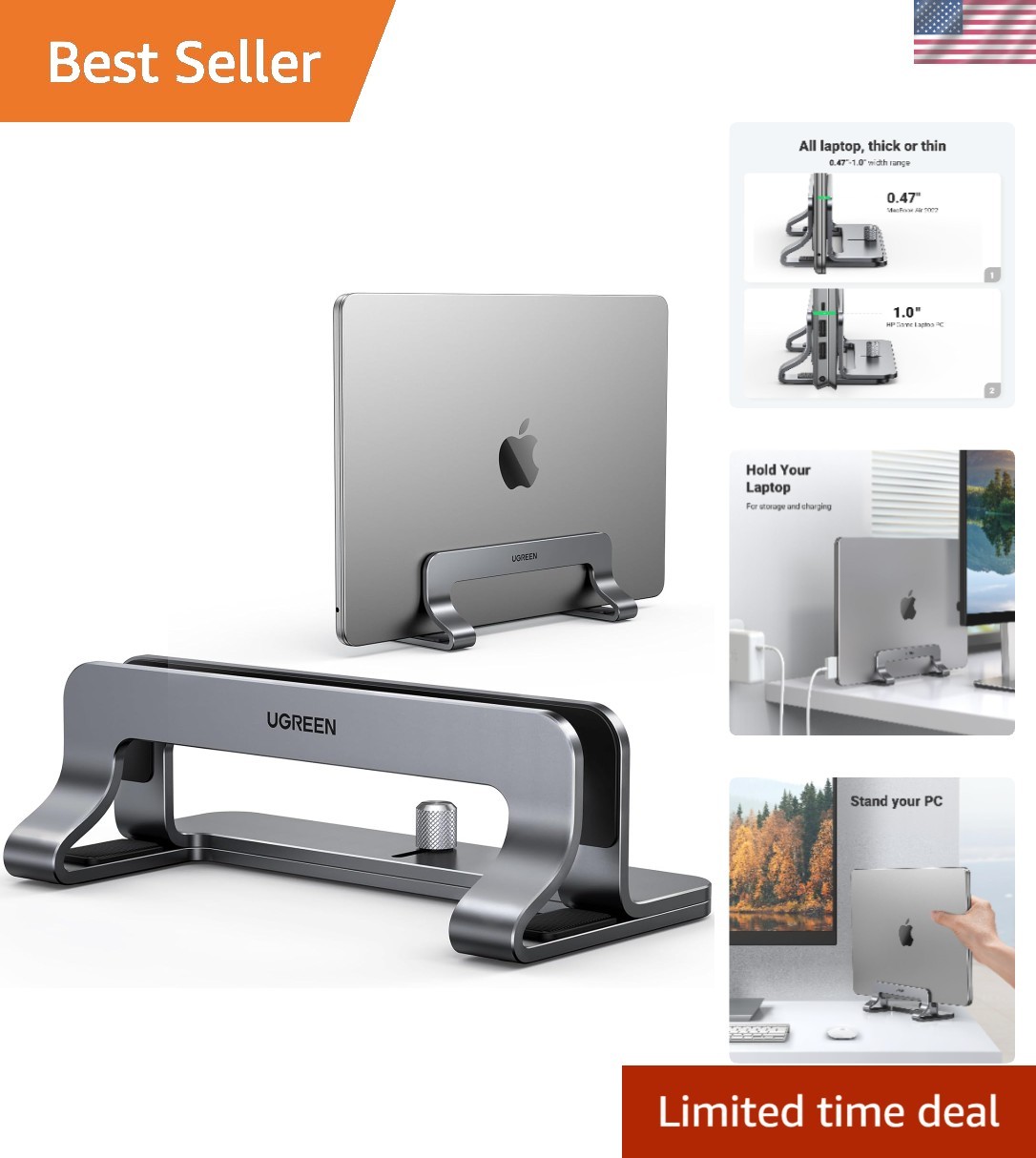 Sturdy Adjustable Laptop Stand: Elegant Solution for Desk Organization and Style
