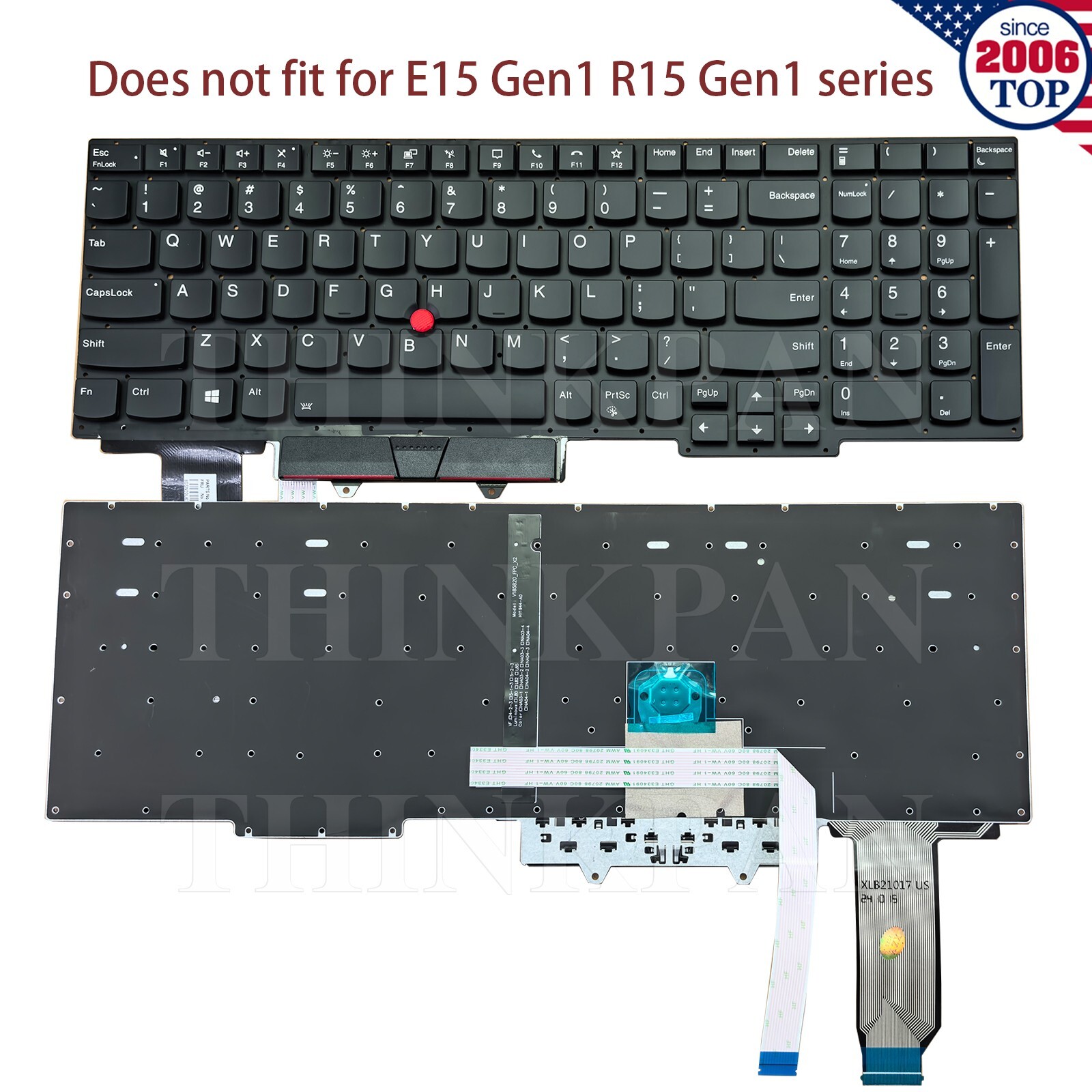 New US Backlit w/ Pointer keyboard for Lenovo Thinkpad E15/ R15 Gen2 Gen3 Gen4