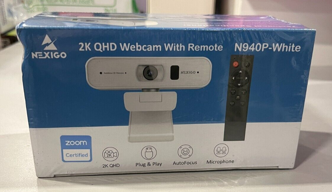 NEW Zoom Certified, NexiGo N940P 2K Zoomable Webcam with Remote and Software 