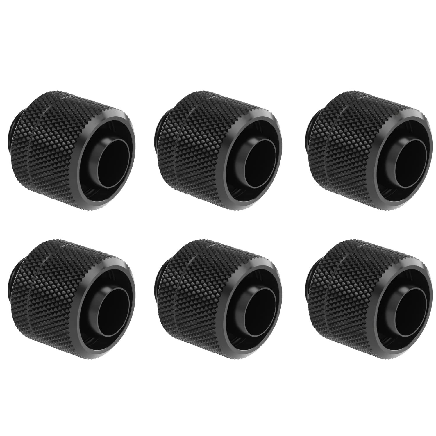 Black G1/4 Inch Soft Tube Compression Fitting 3/8ID 1/2OD Water Cooling 6 PCS