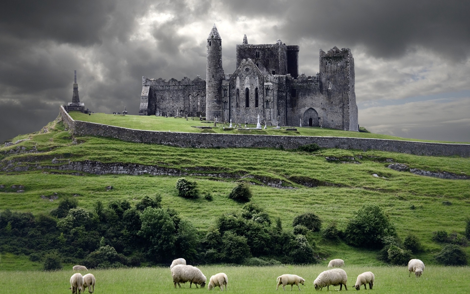 Landscape castle r sheep church ruins Custom Gaming Mat Desk