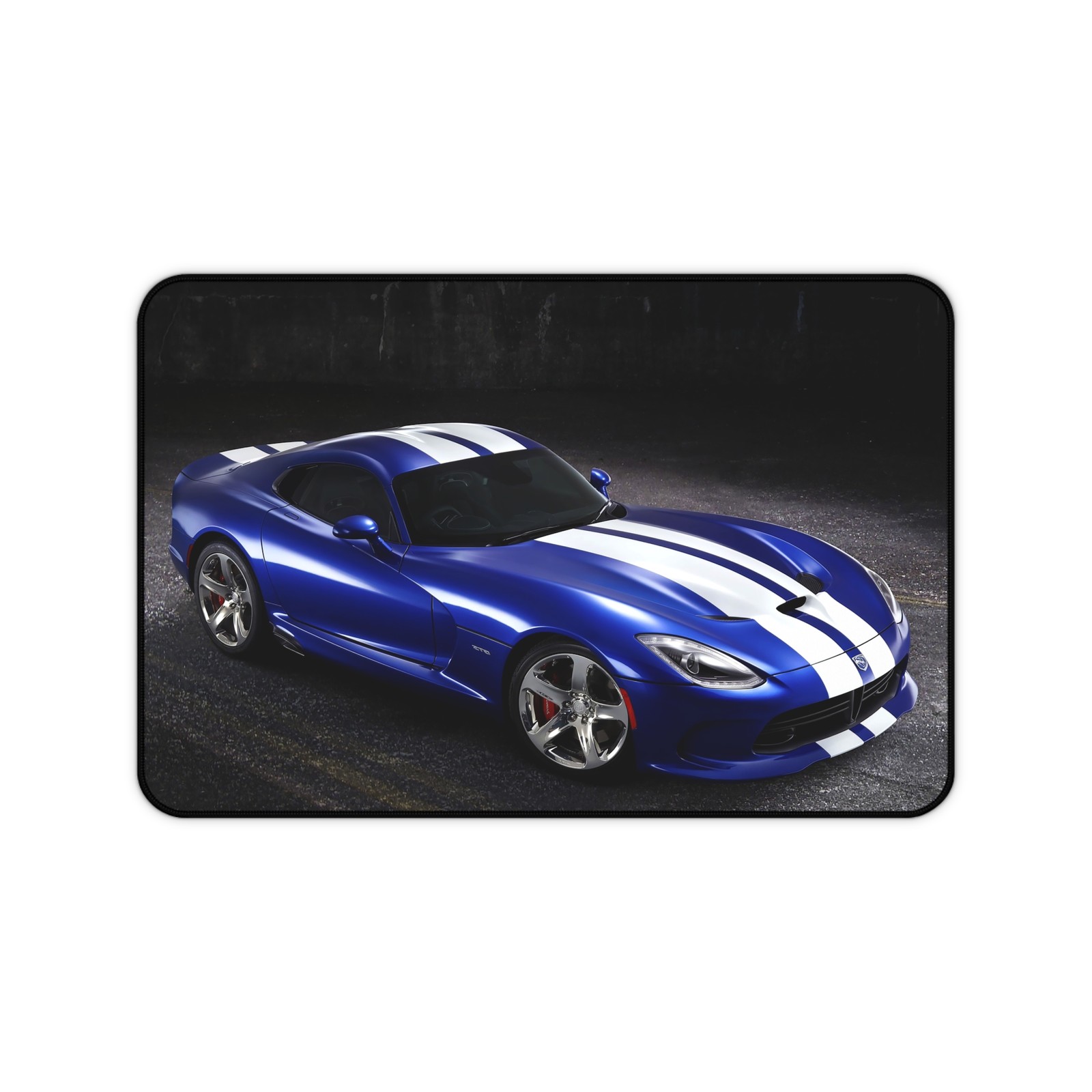 Dodge Viper GTS Blue White - High Quality Stitched Edges Desk Mat Mouse Pad
