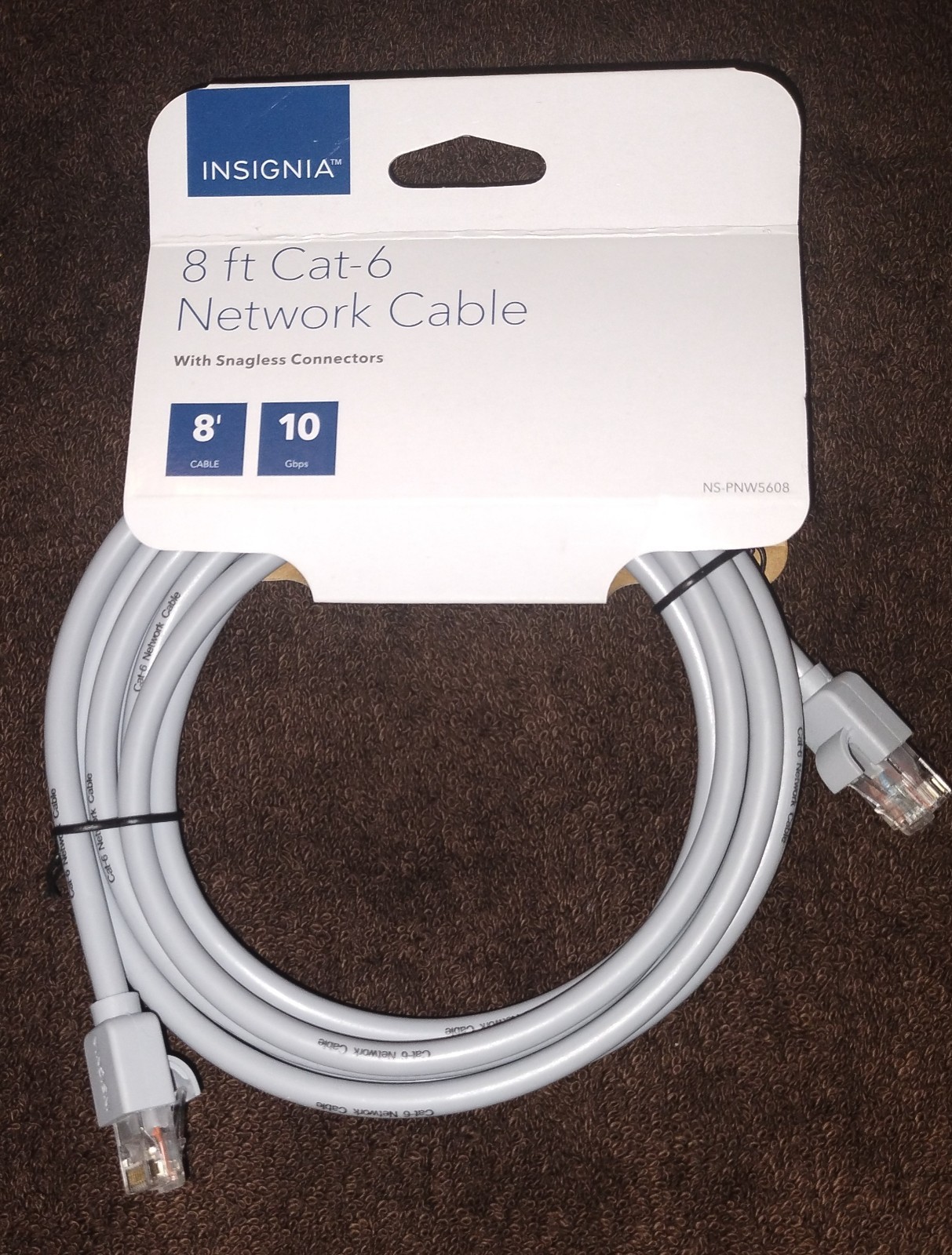 Insignia- 8 foot Cat-6 Ethernet Cable - Gray